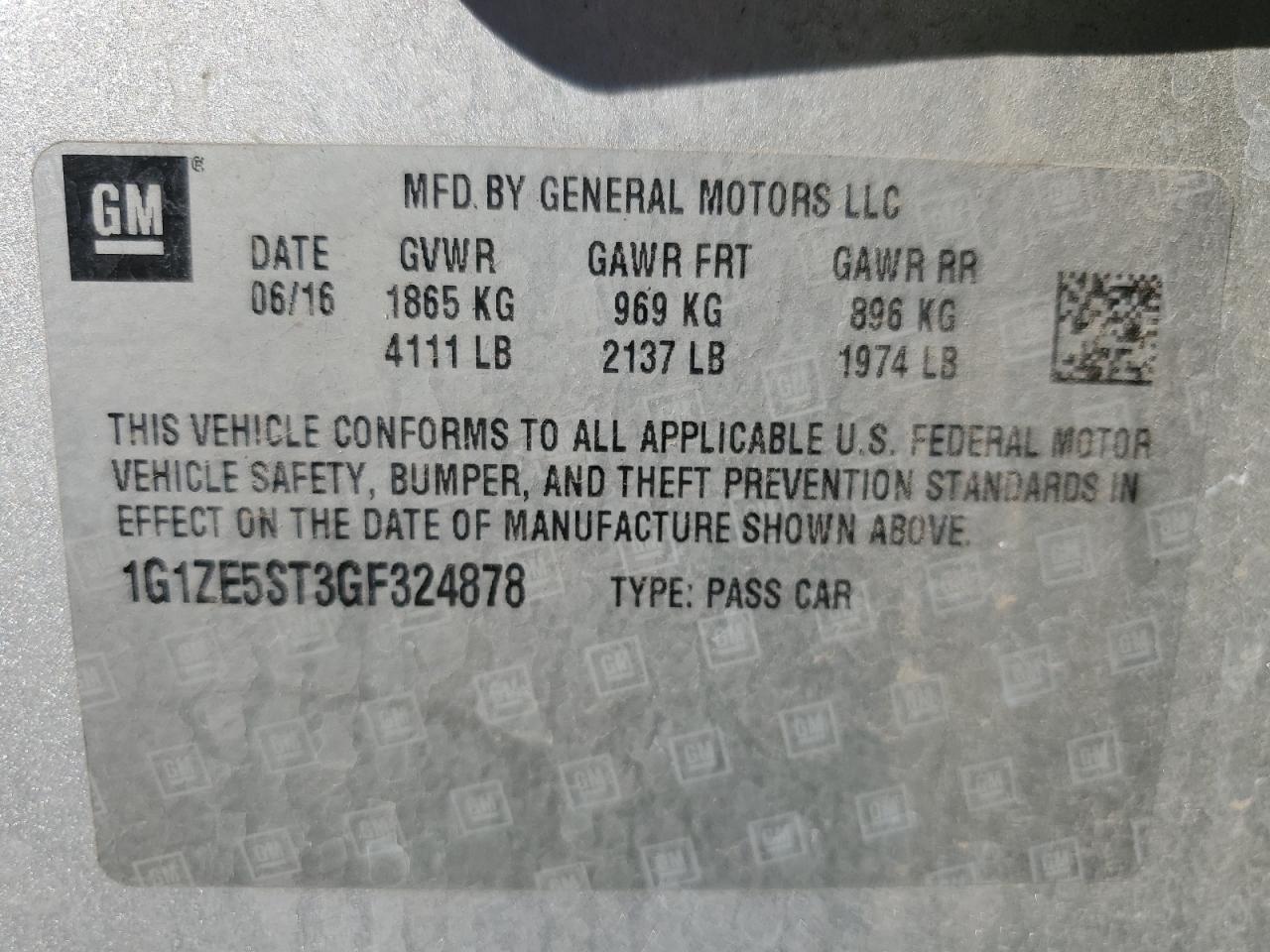 2016 CHEVROLET MALIBU