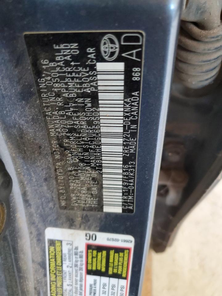 2016 TOYOTA COROLLA