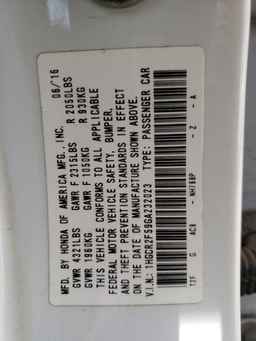 2016 HONDA ACCORD
