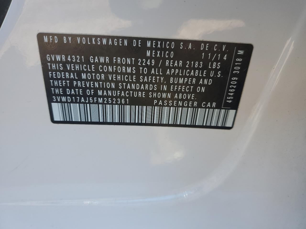 2015 VOLKSWAGEN JETTA