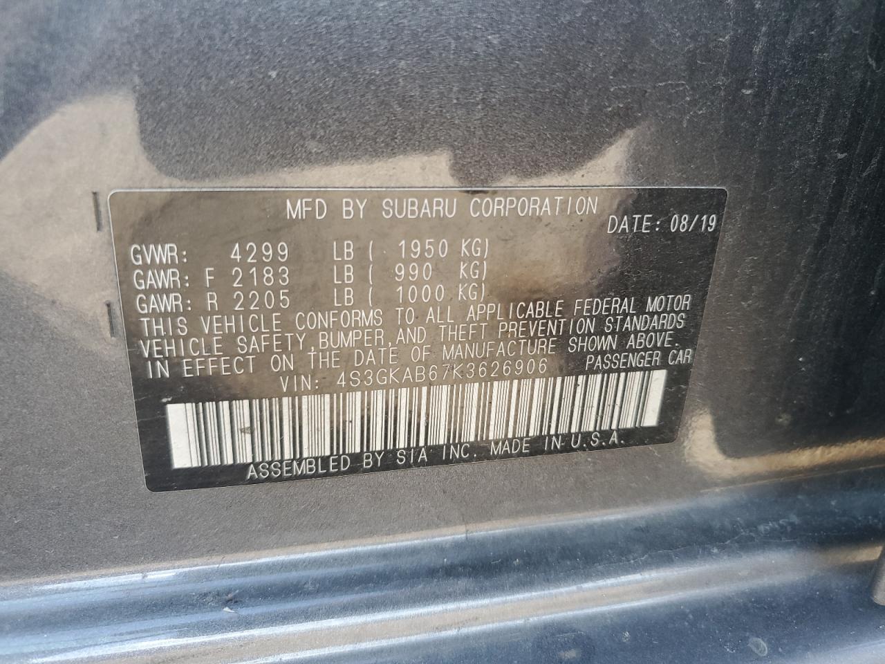 2019 SUBARU IMPREZA