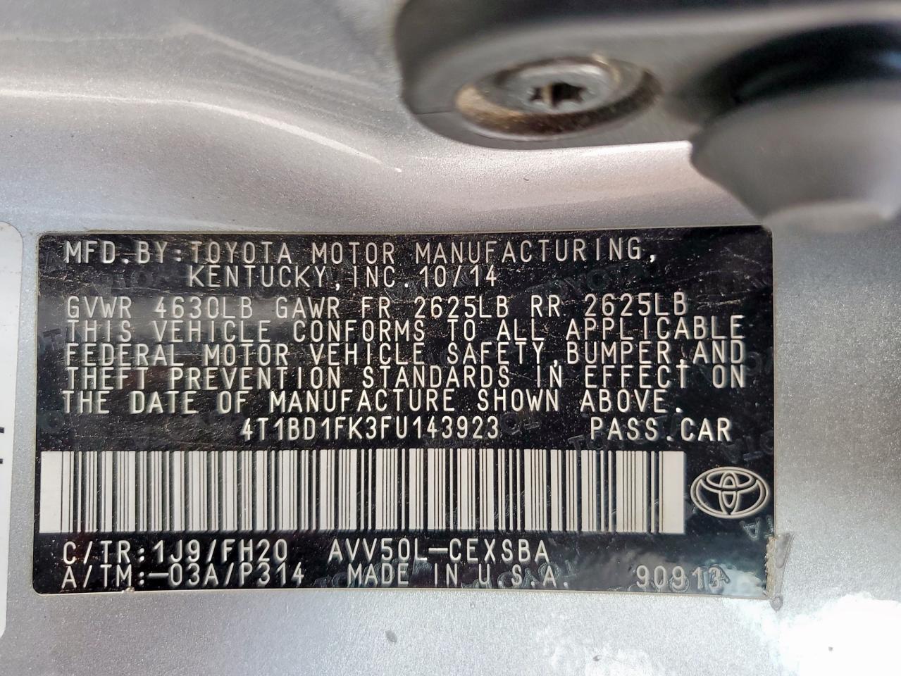 2015 TOYOTA CAMRY