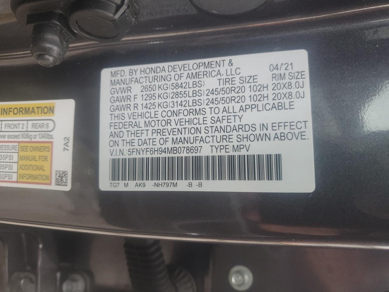 2021 HONDA PILOT
