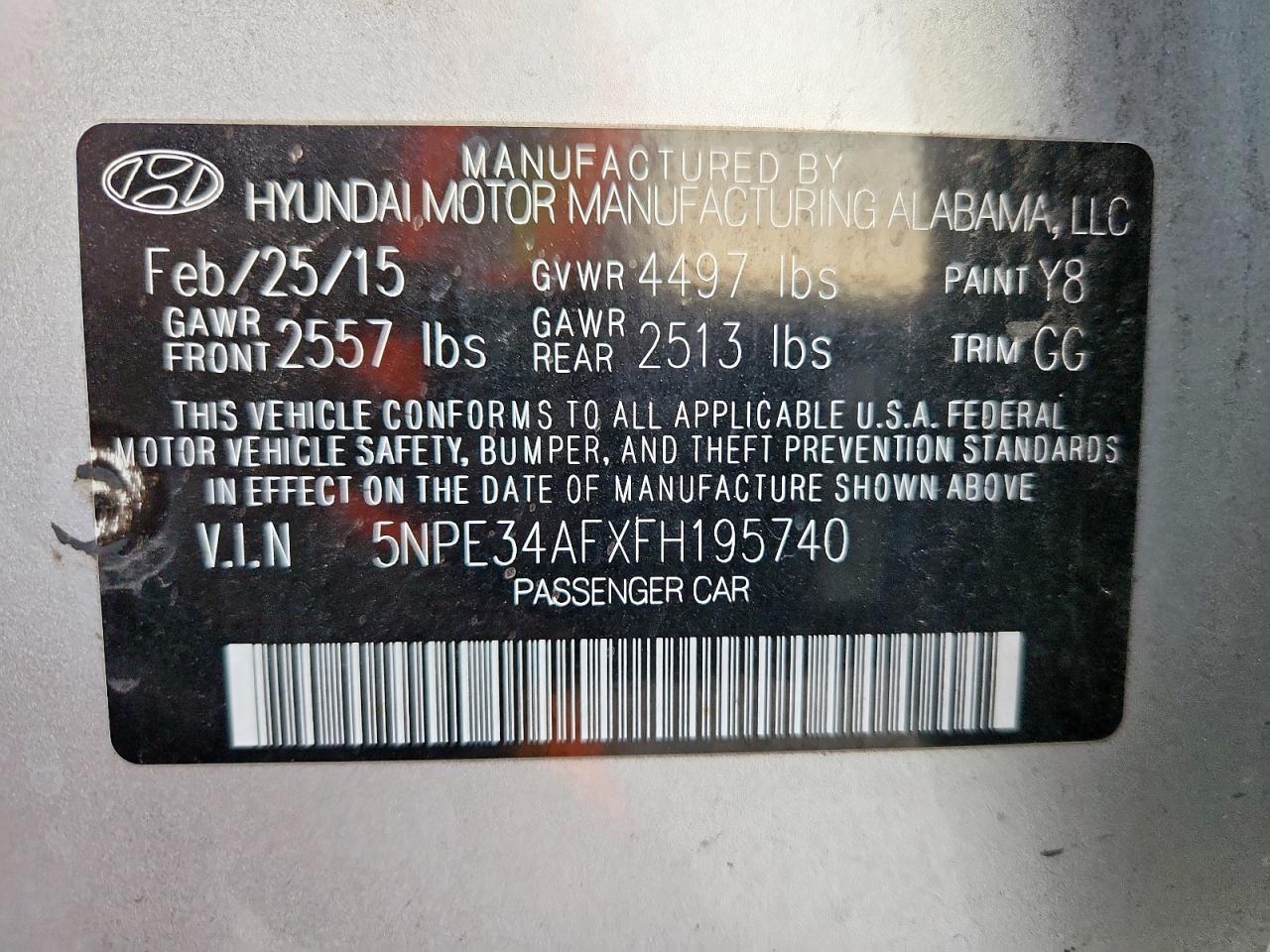 2015 HYUNDAI SONATA