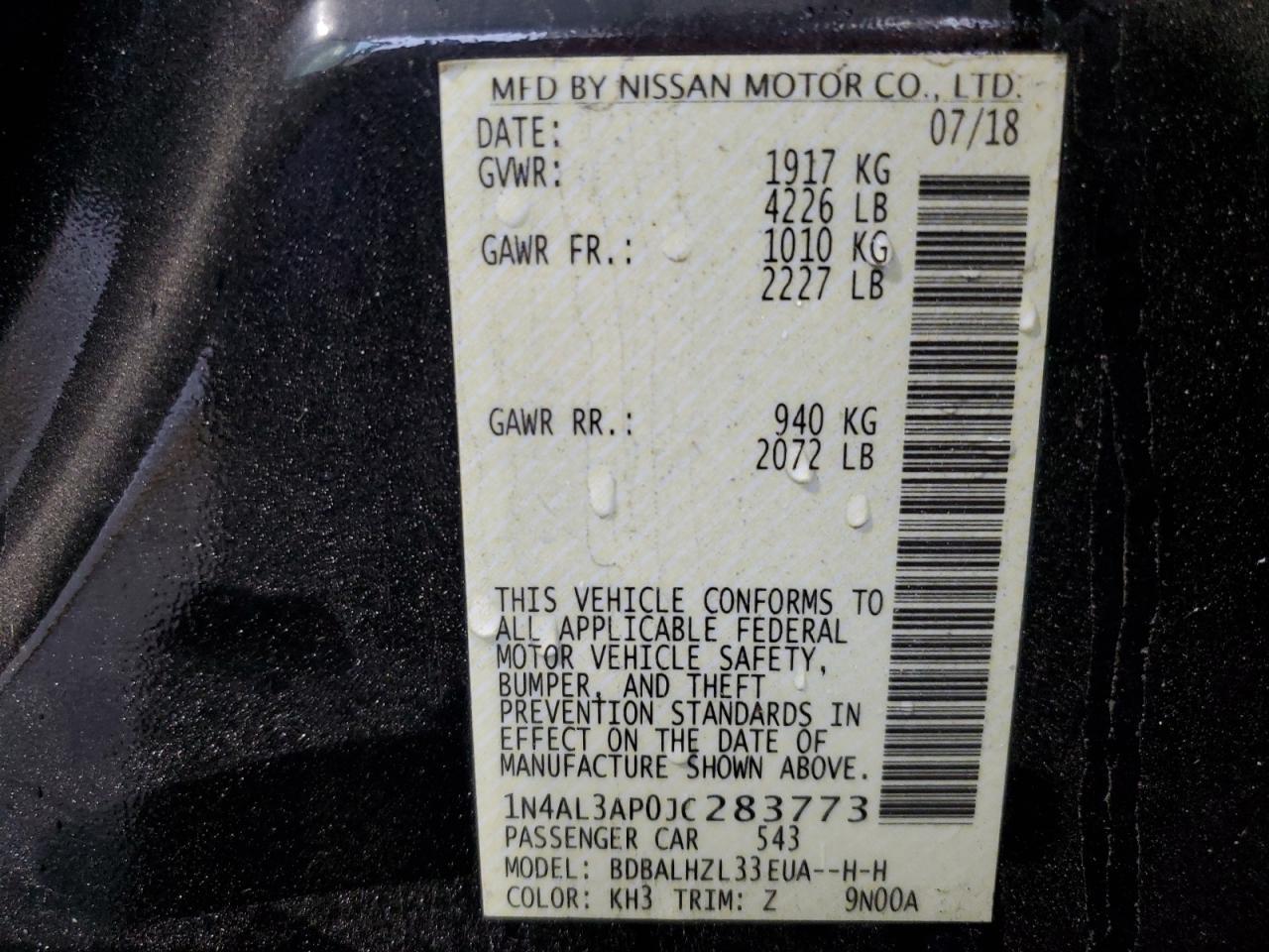 2018 NISSAN ALTIMA