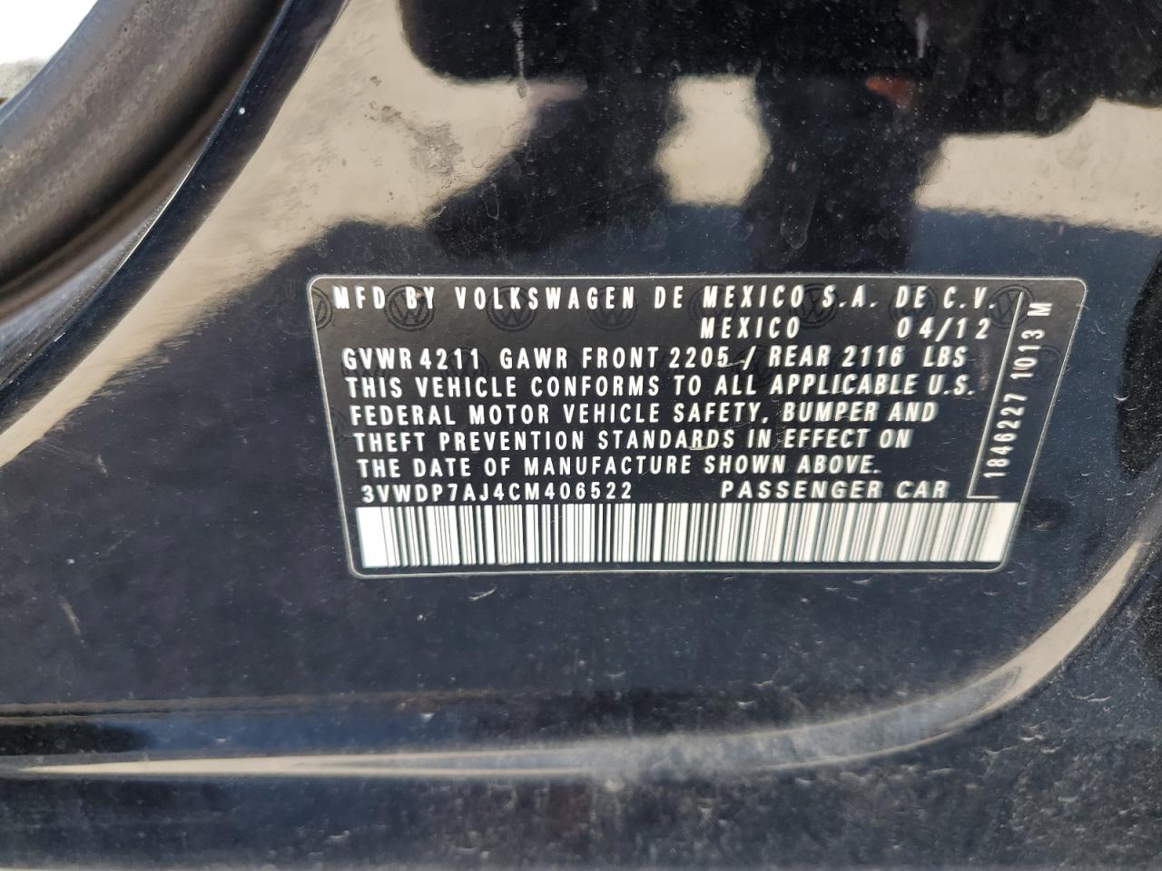 2012 VOLKSWAGEN JETTA