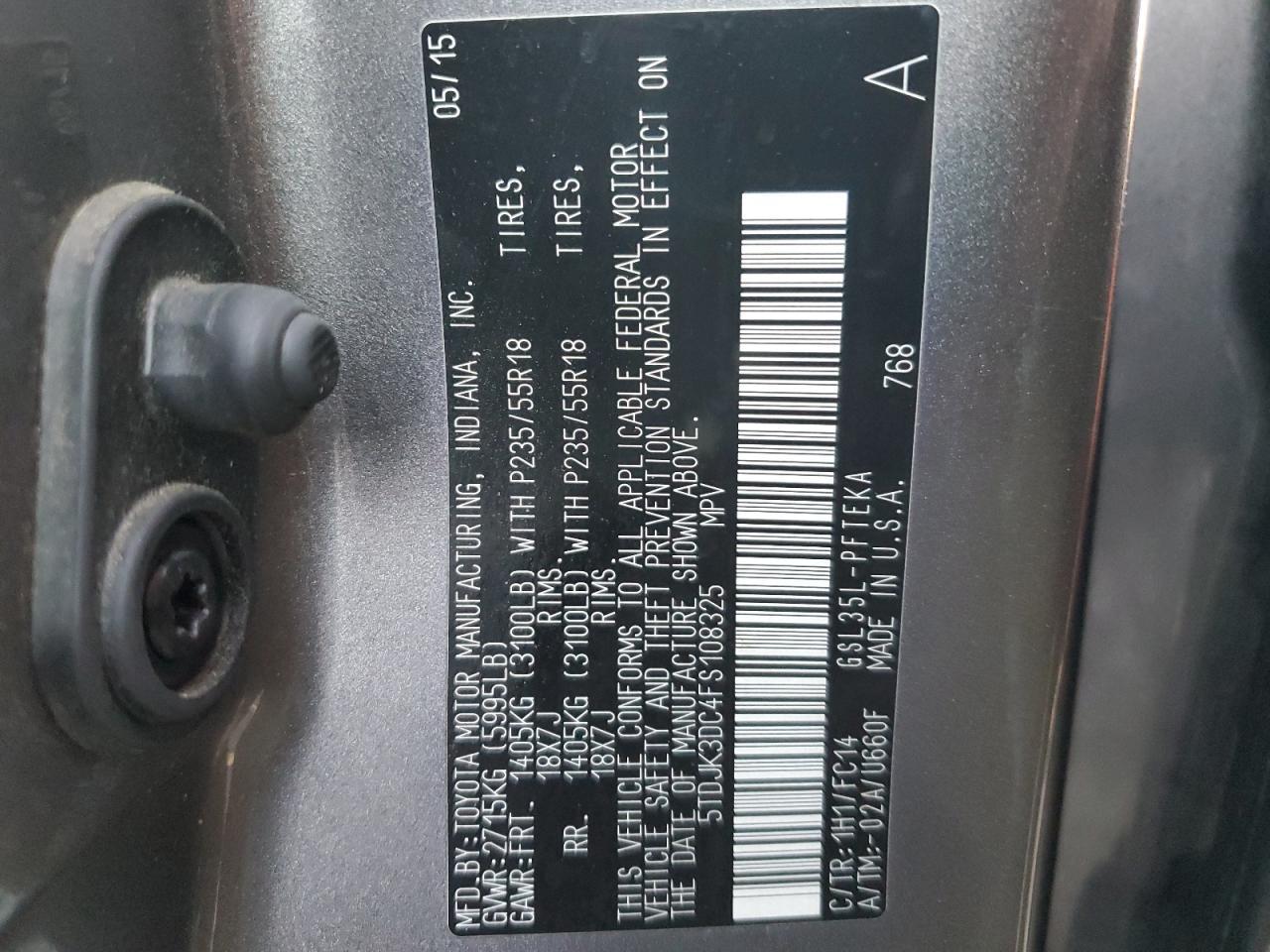 2015 TOYOTA SIENNA
