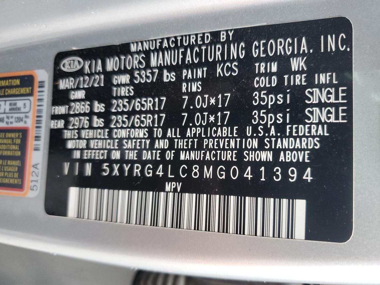 2021 KIA SORENTO