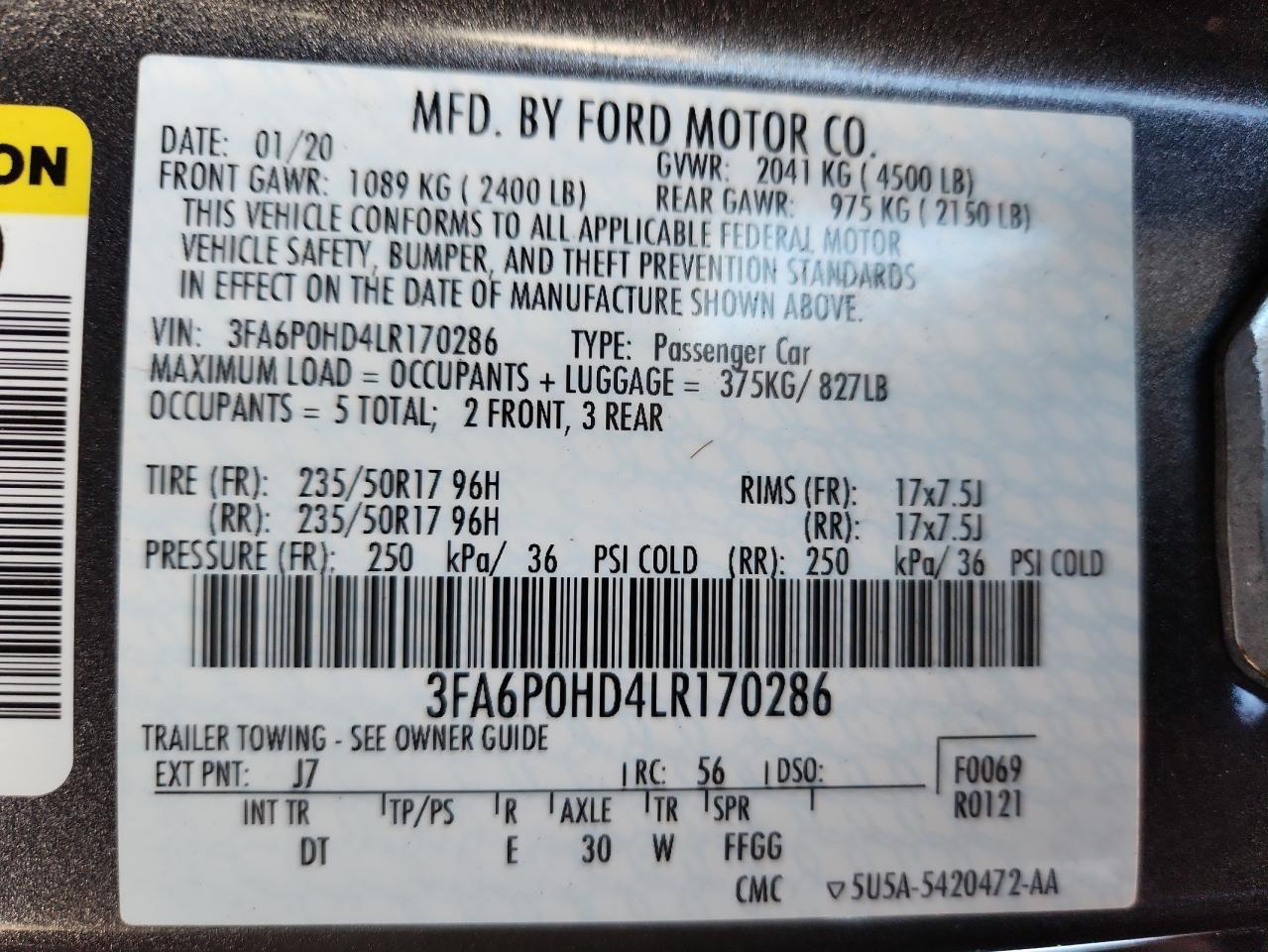2020 FORD FUSION