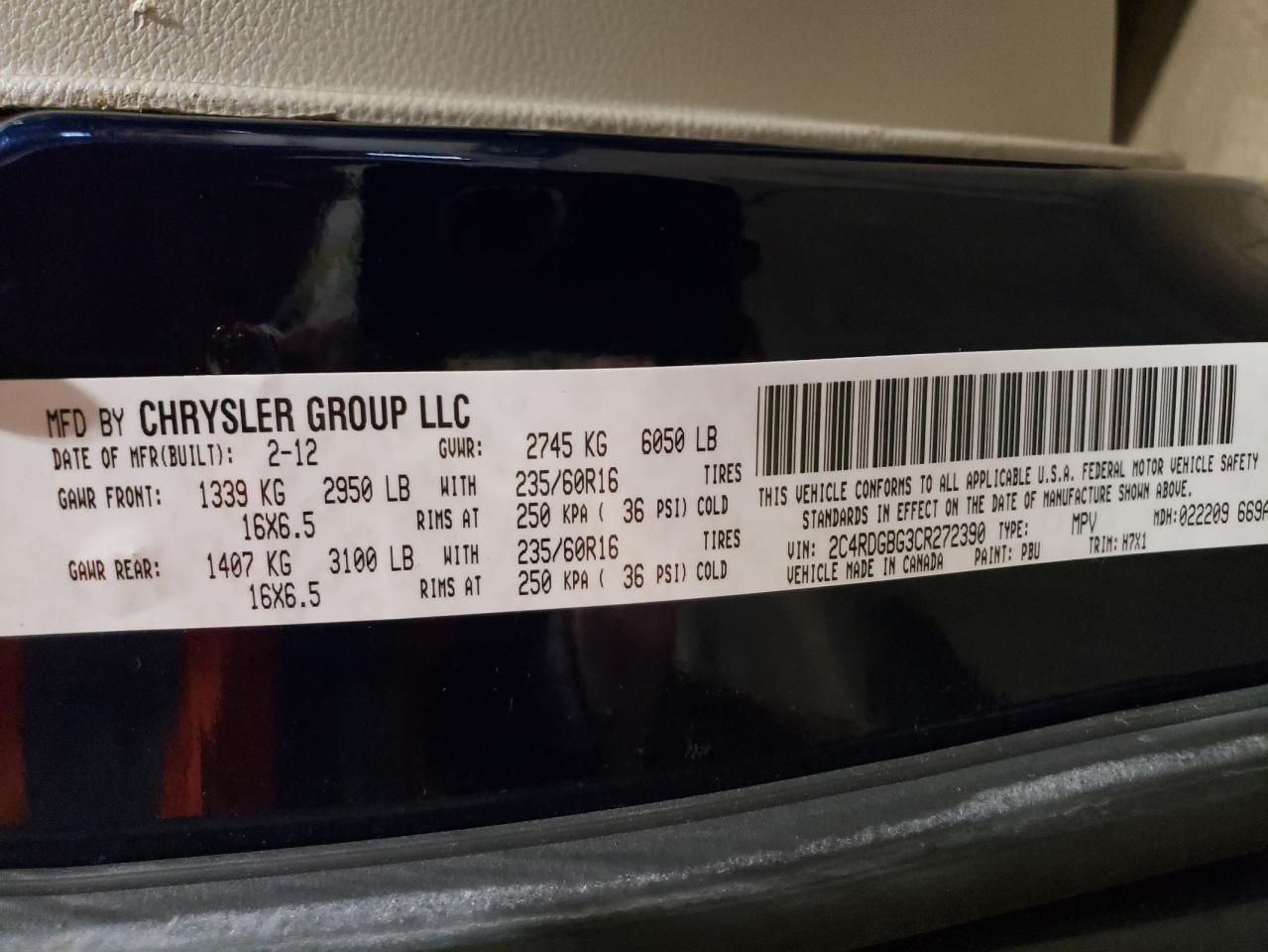 2012 DODGE GRAND CARAVAN