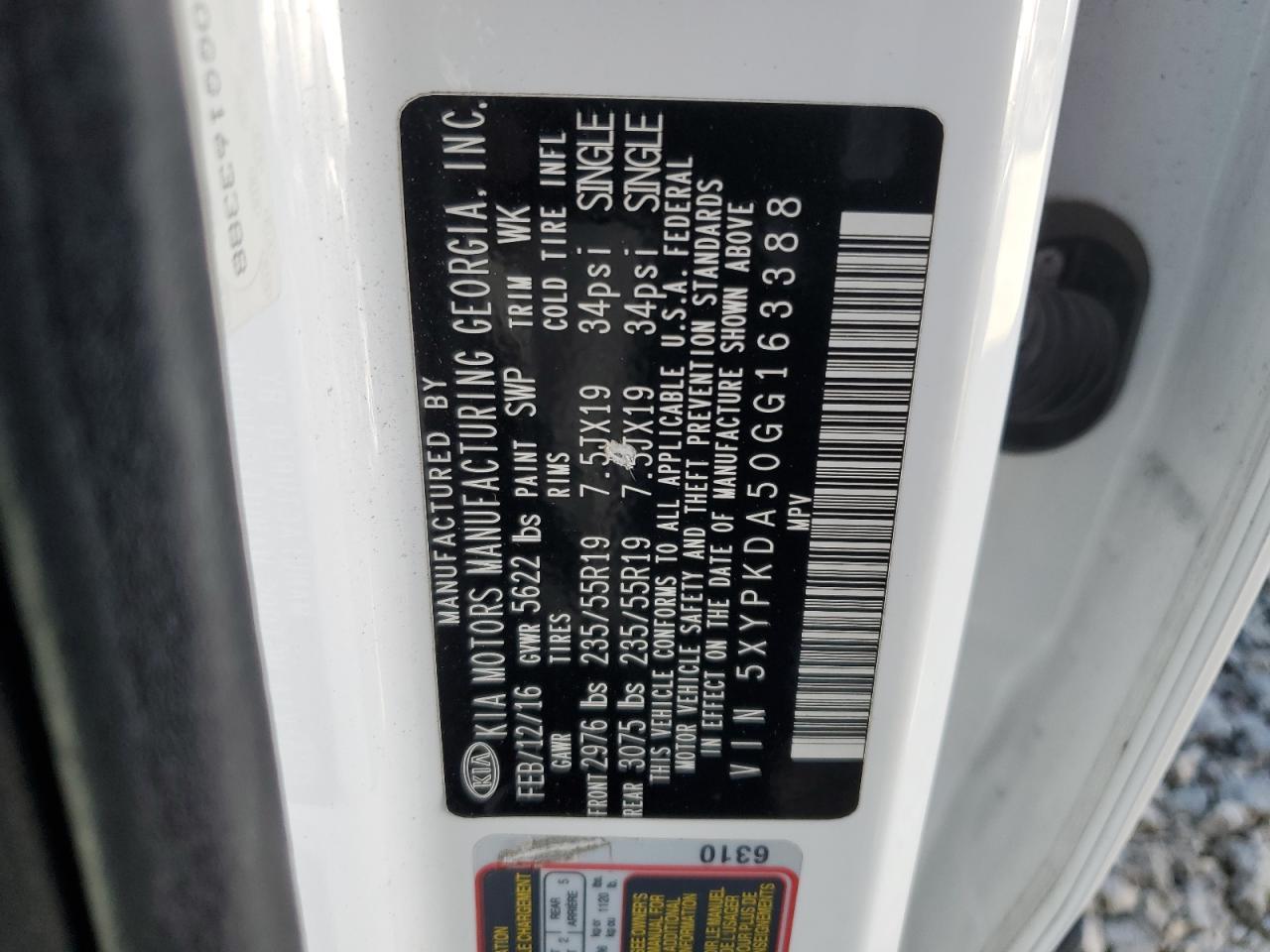 2016 KIA SORENTO