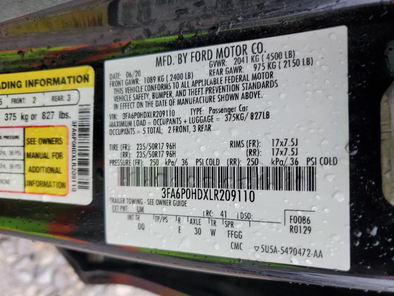 2020 FORD FUSION