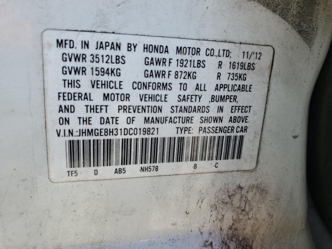 2013 HONDA FIT