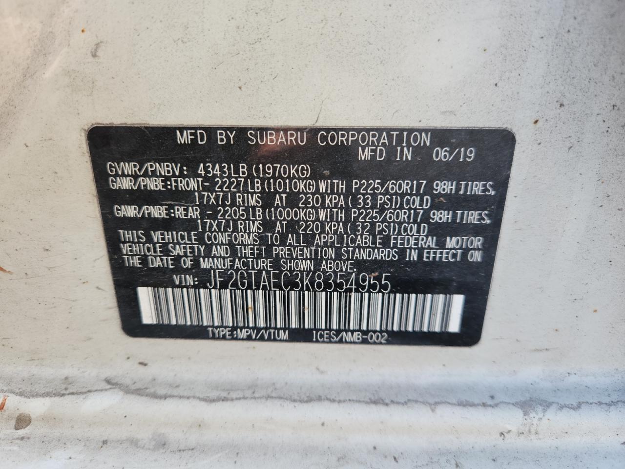 2019 SUBARU Crosstrek