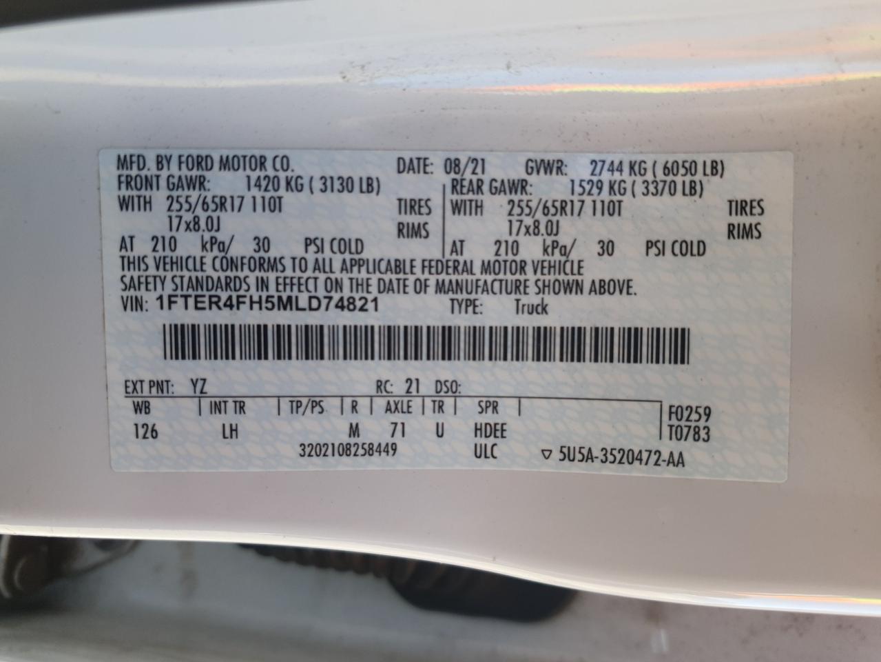 2021 FORD RANGER