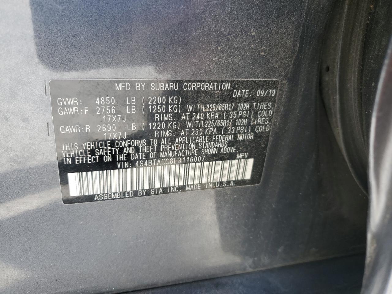 2020 SUBARU Outback