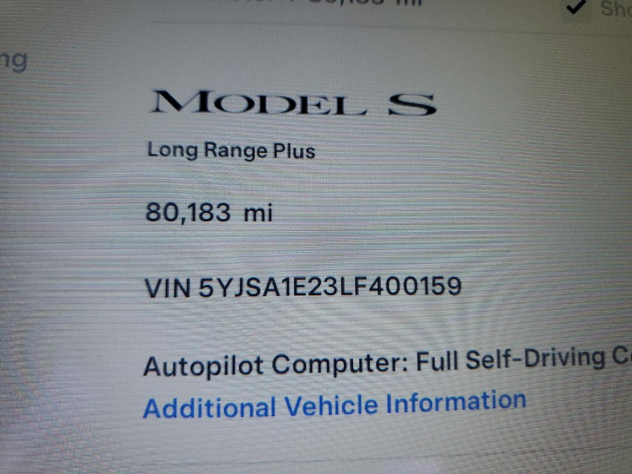2020 TESLA MODEL S