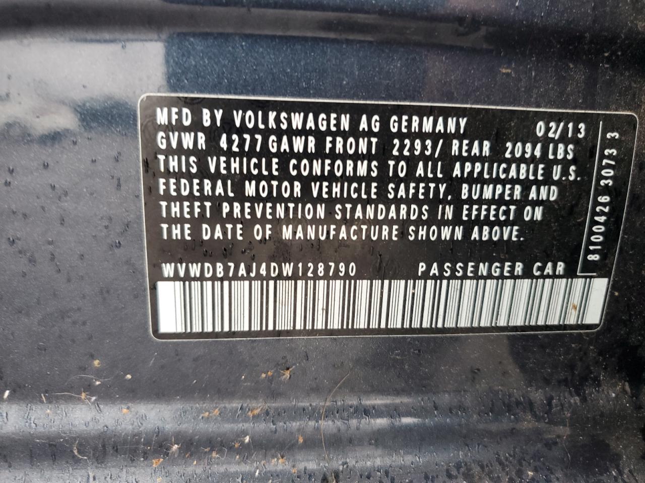 2013 VOLKSWAGEN GOLF