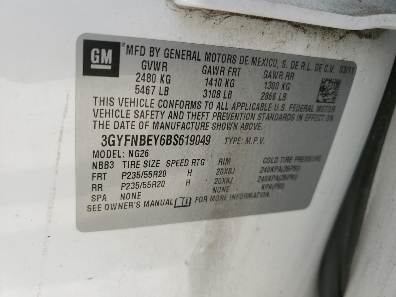 2011 CADILLAC SRX