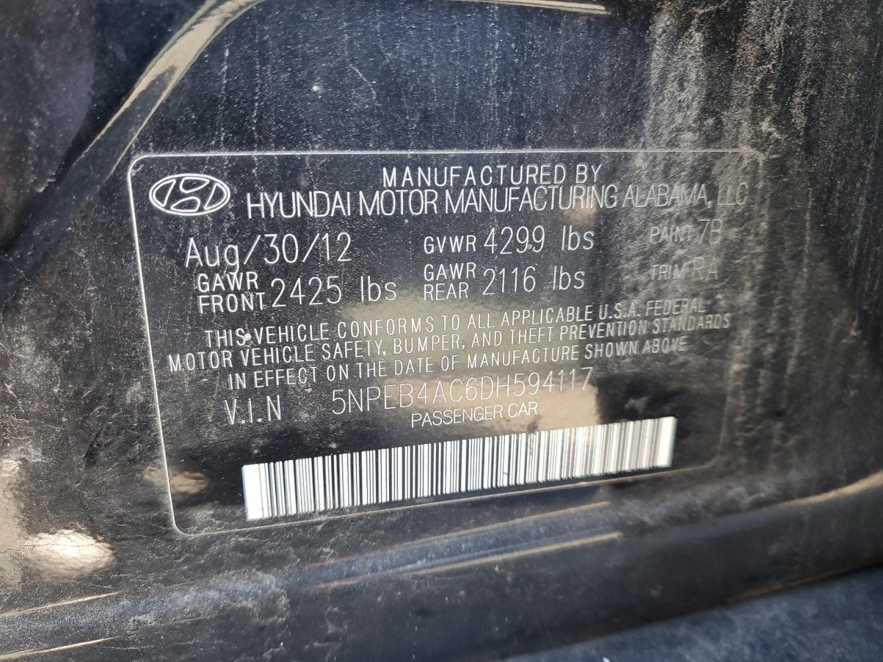 2013 HYUNDAI SONATA