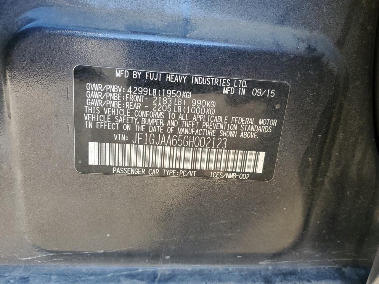 2016 SUBARU IMPREZA