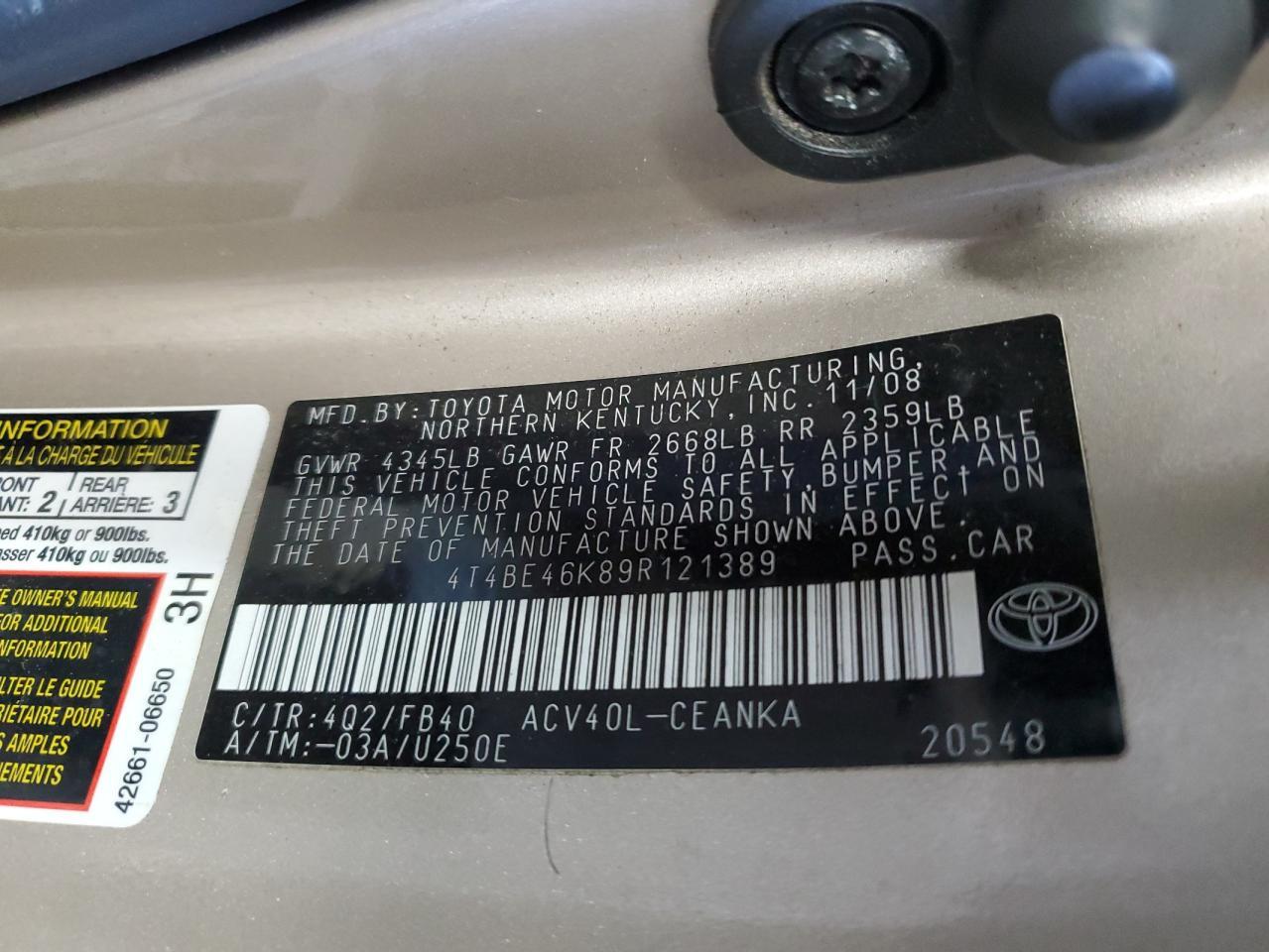 2009 TOYOTA CAMRY