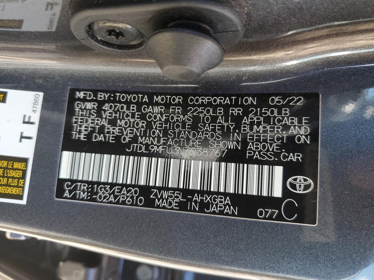 2022 TOYOTA PRIUS