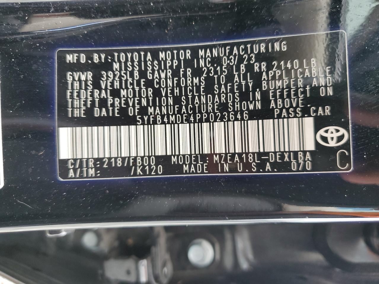 2023 TOYOTA COROLLA