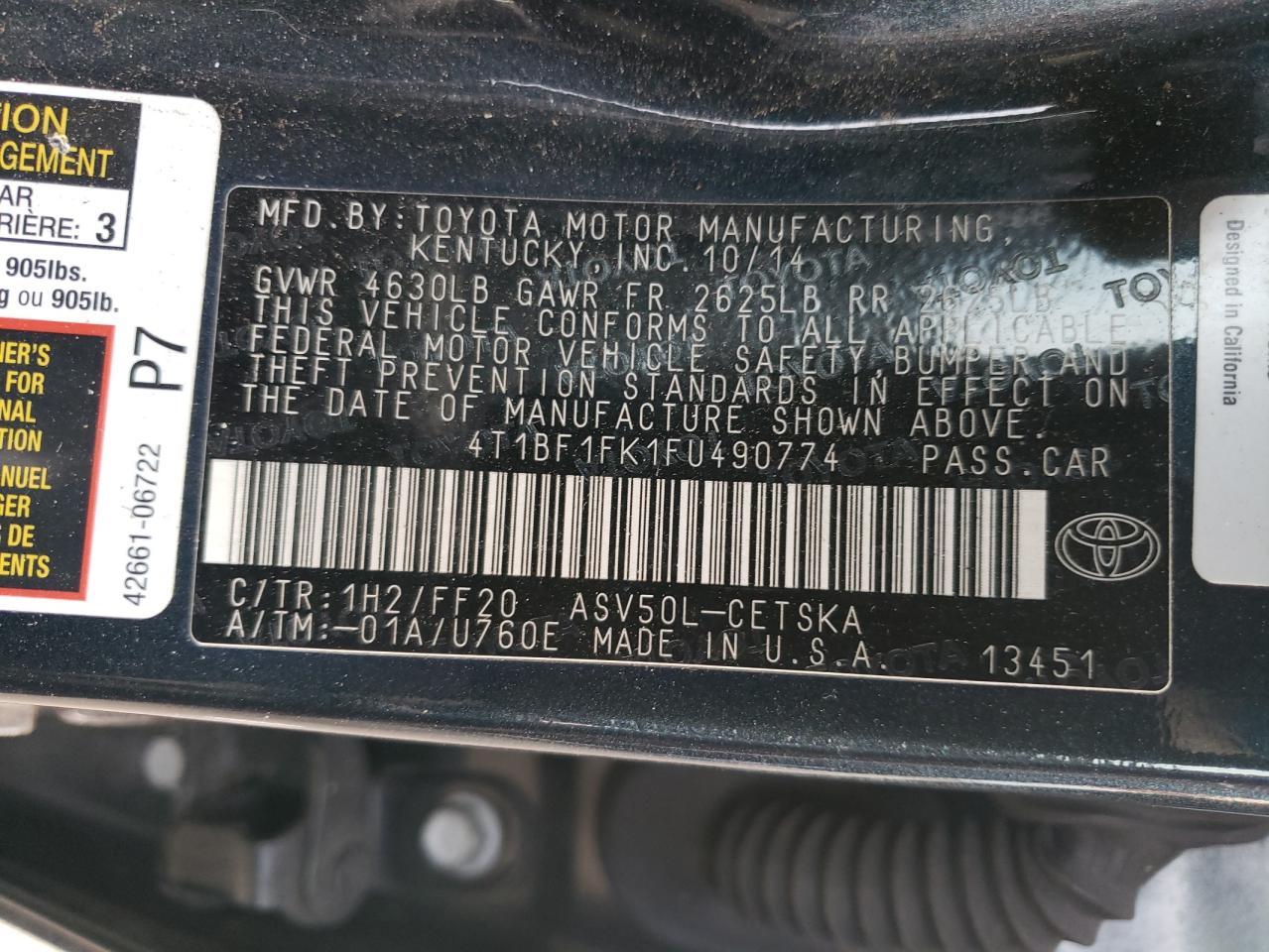2015 TOYOTA CAMRY