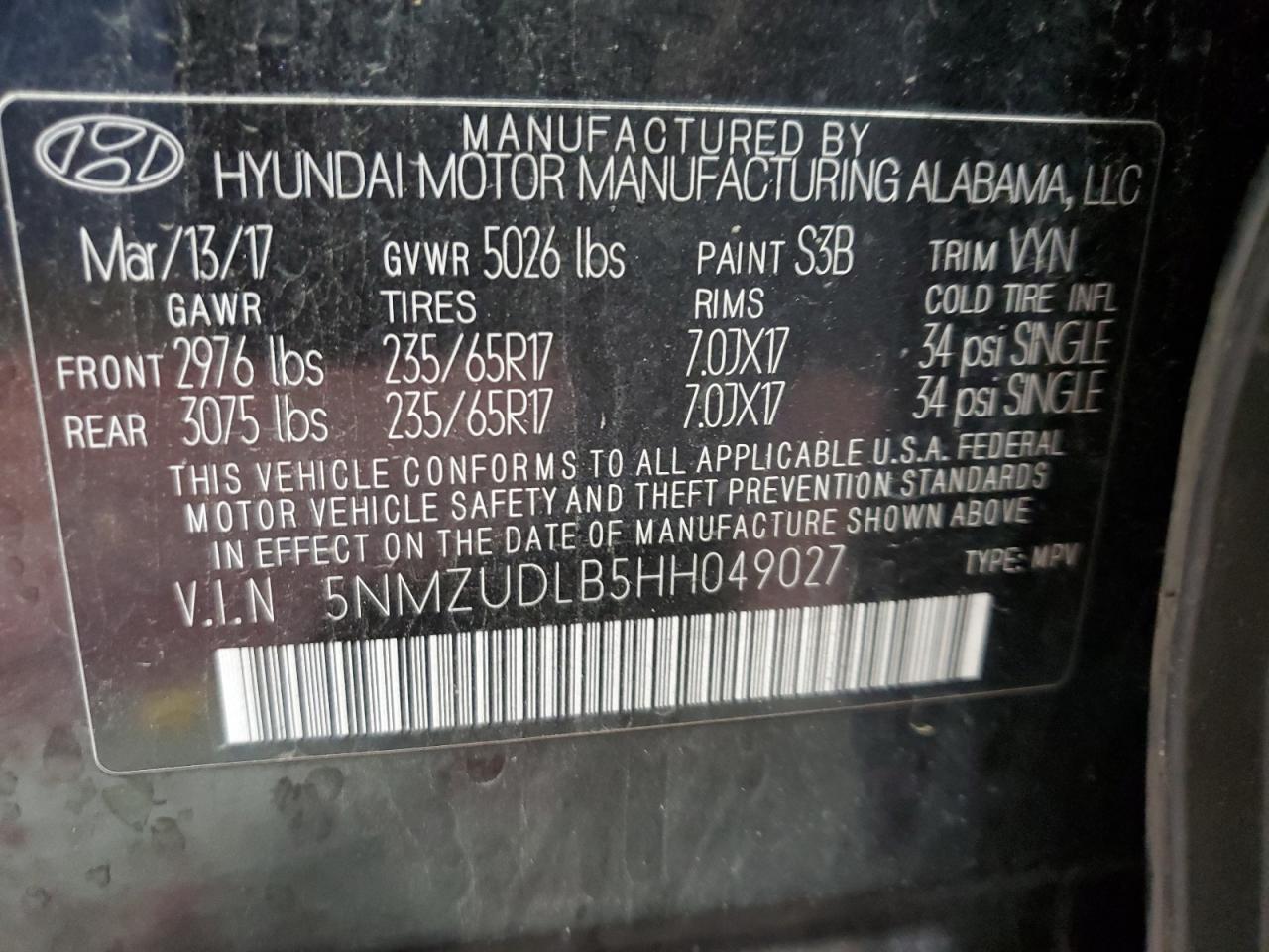 2017 HYUNDAI SANTA FE