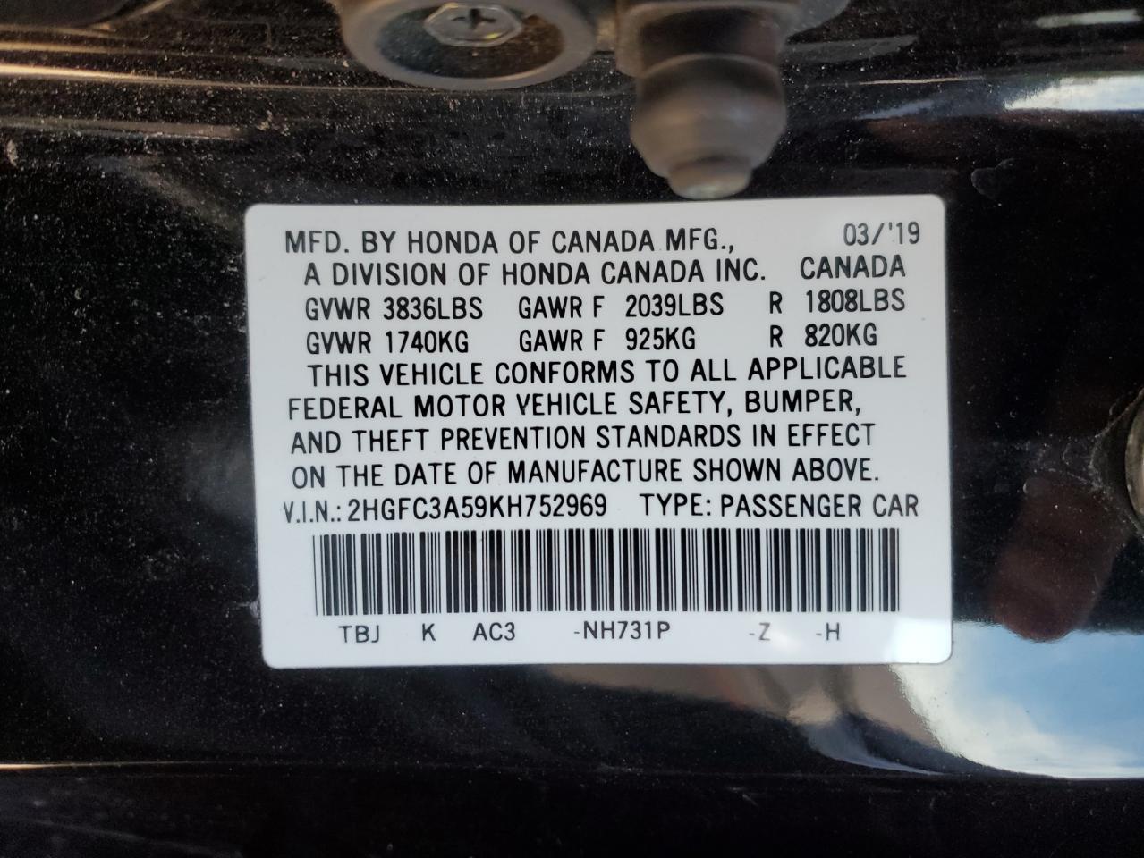 2019 HONDA CIVIC