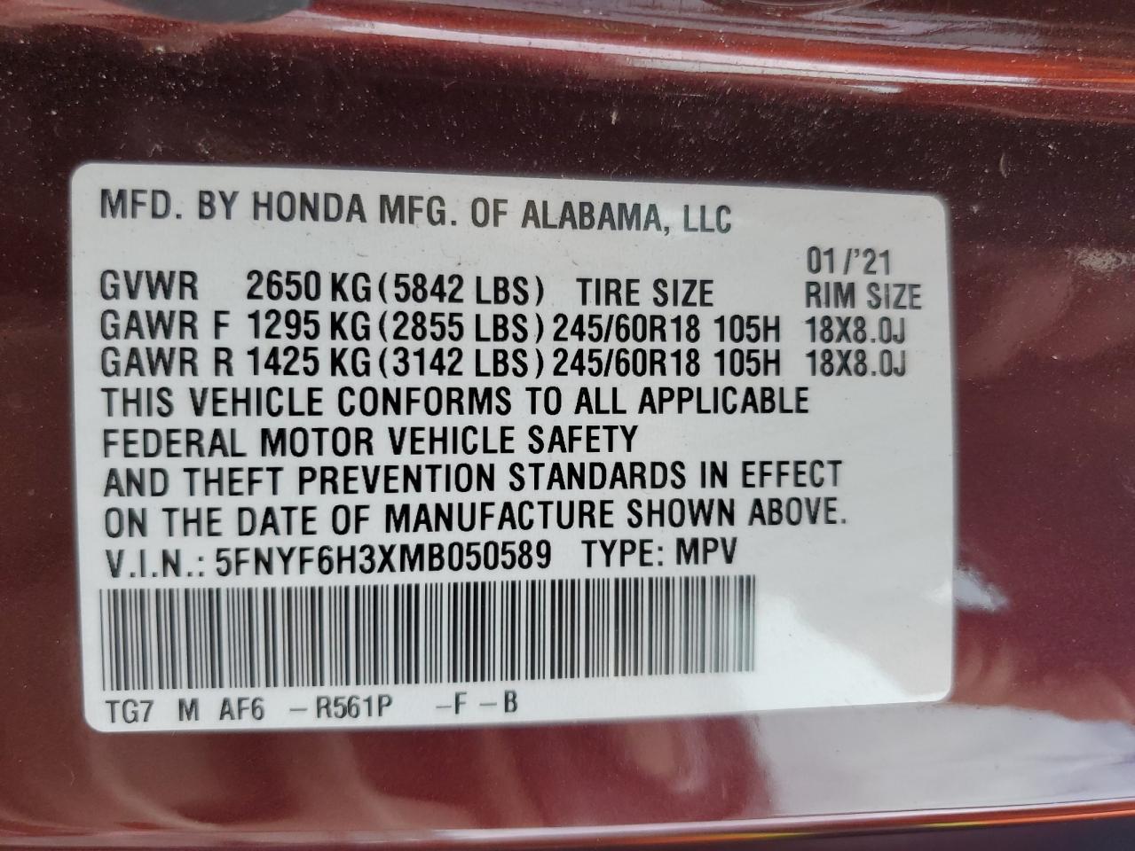 2021 HONDA PILOT