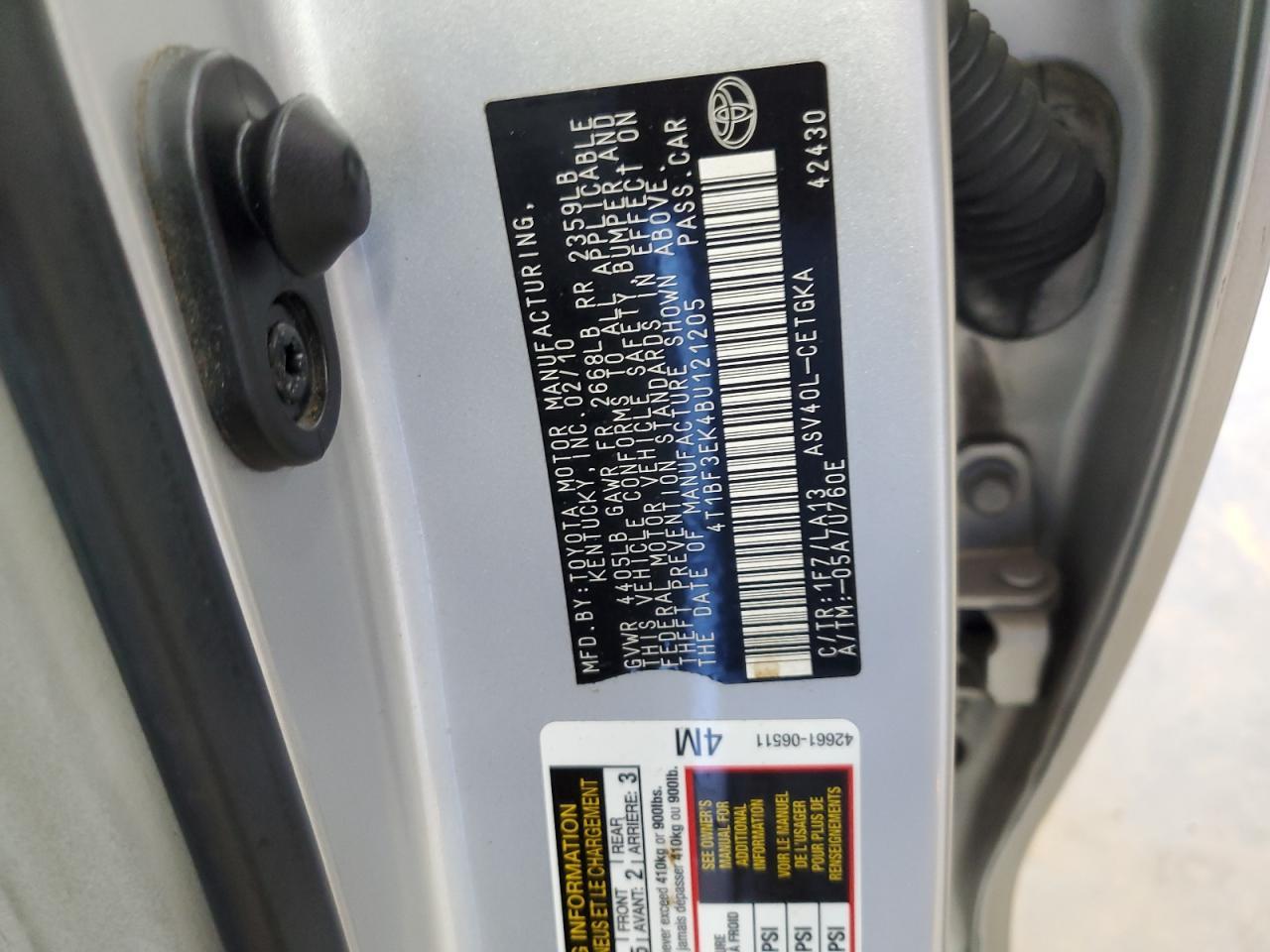 2011 TOYOTA CAMRY