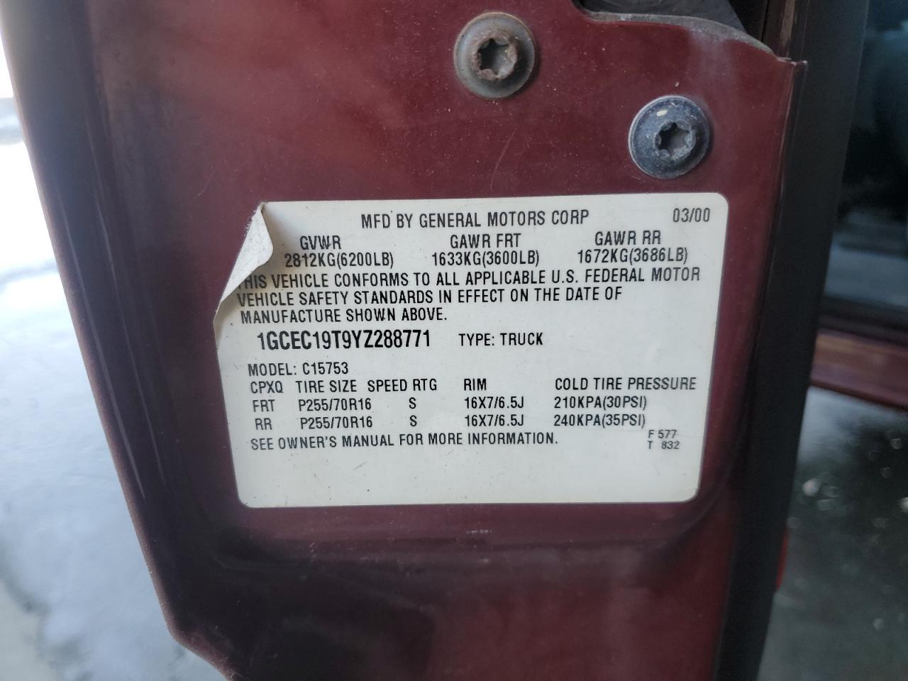2001 CHEVROLET SILVERADO 1500
