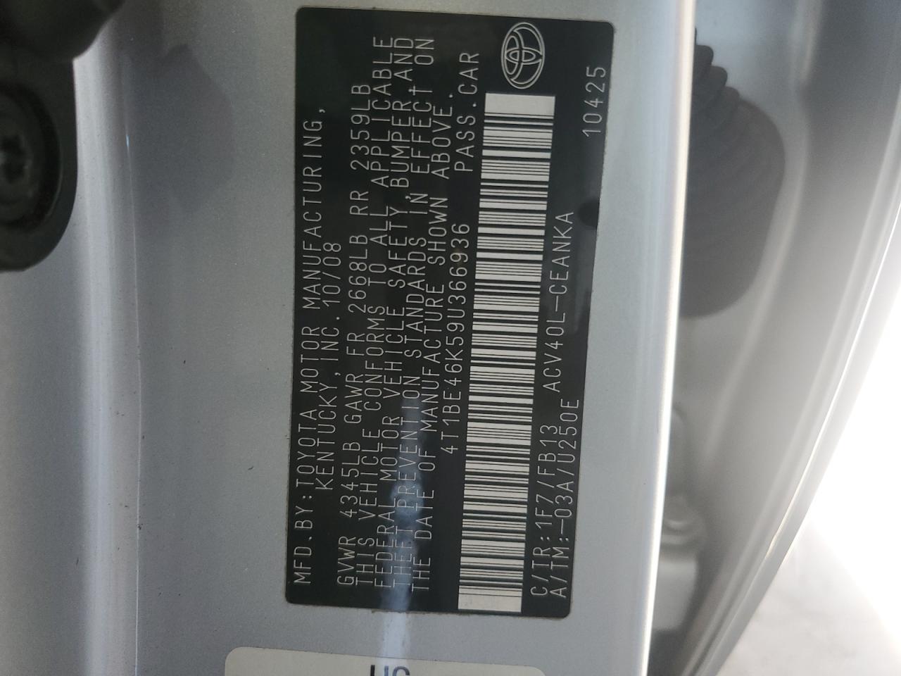 2009 TOYOTA CAMRY