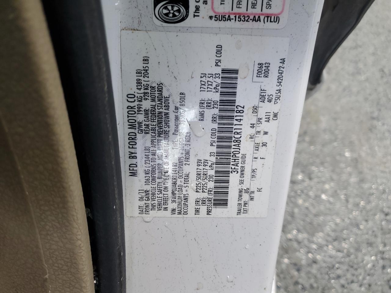 2012 FORD FUSION