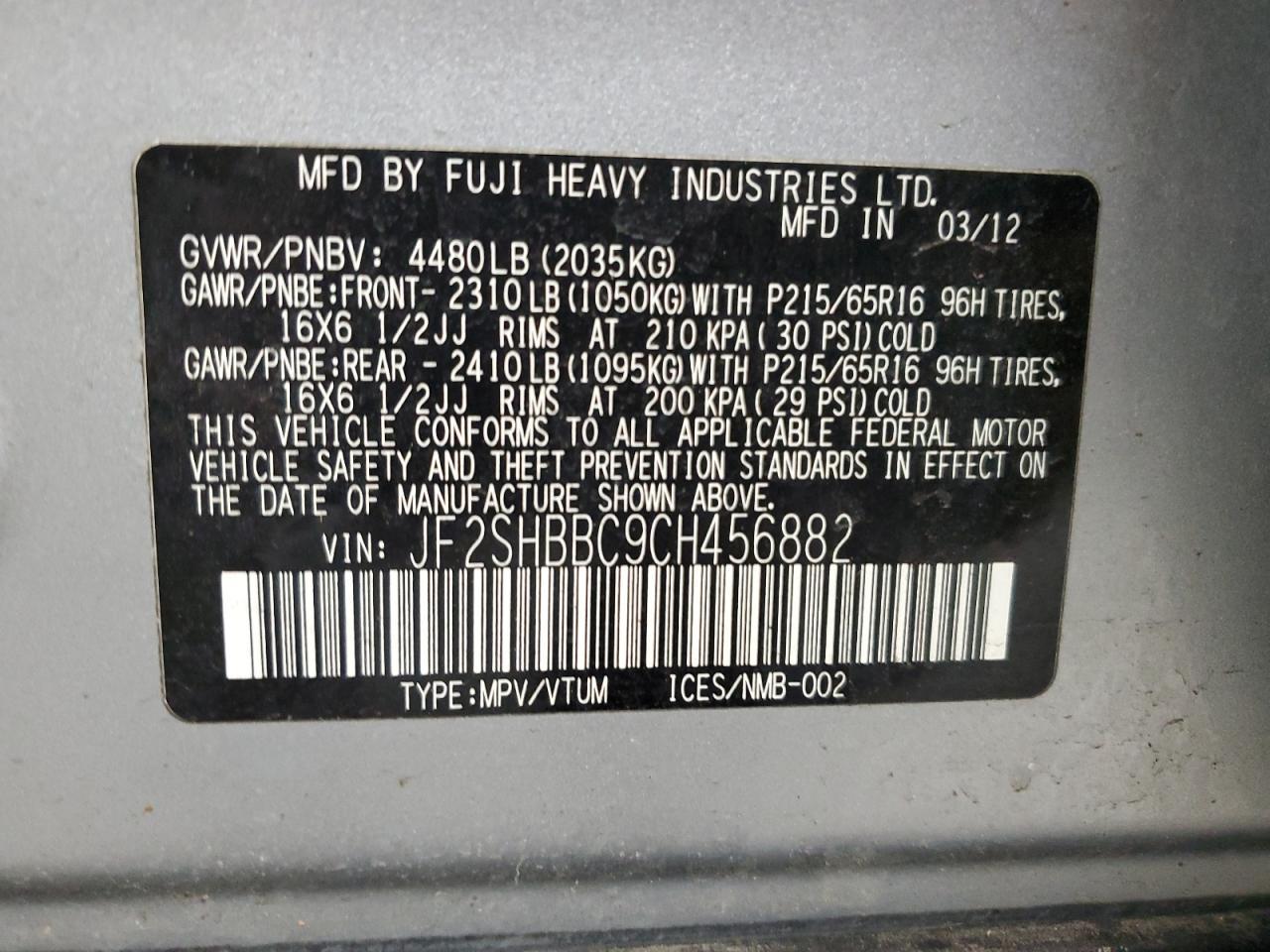 2012 SUBARU FORESTER