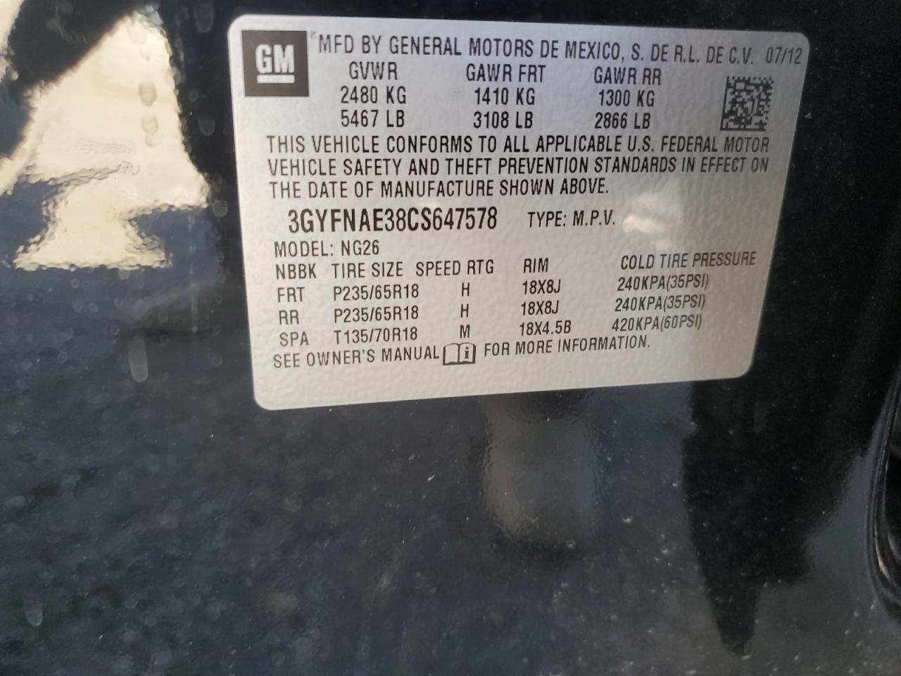 2012 CADILLAC SRX