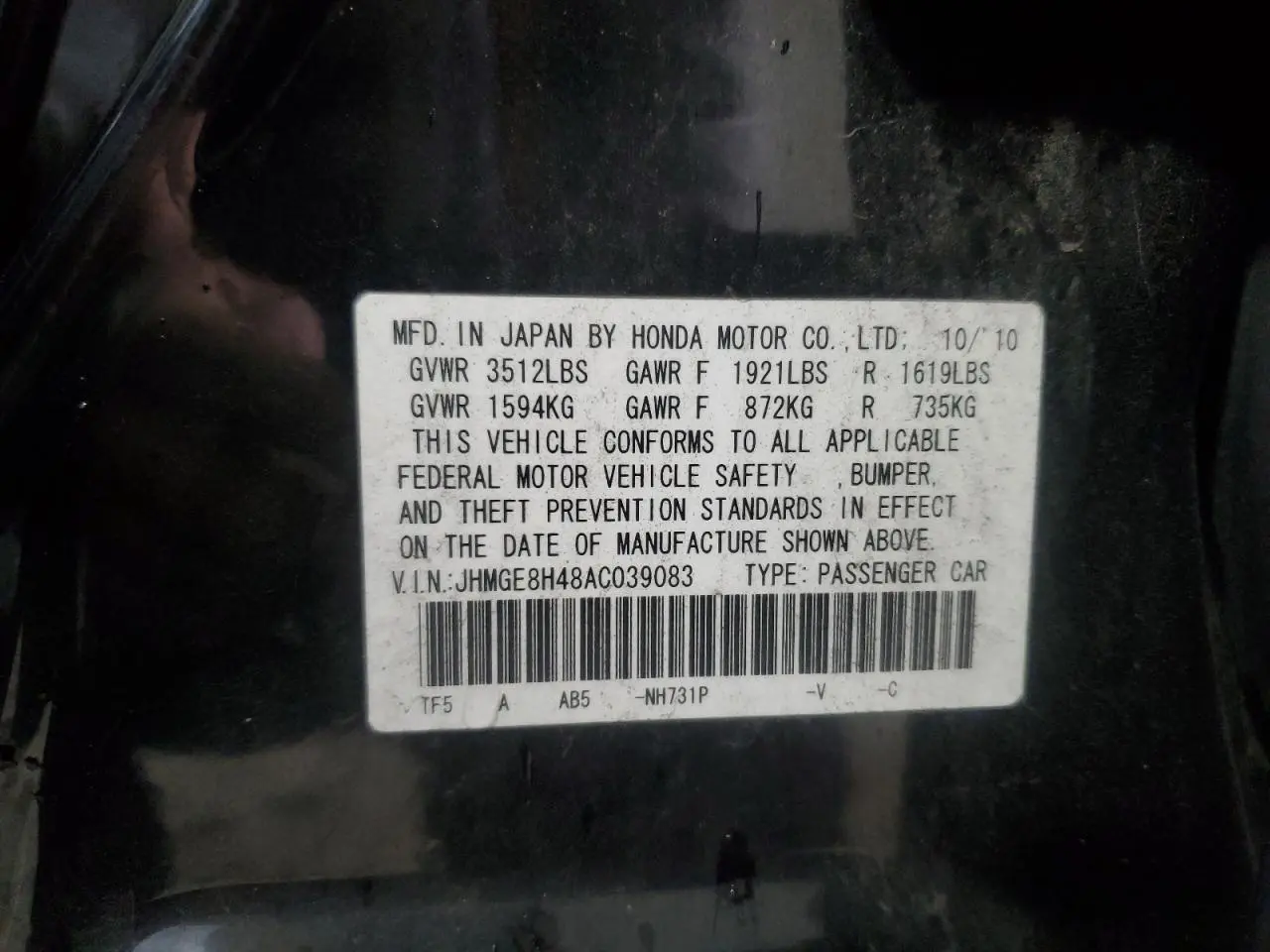 2010 HONDA FIT