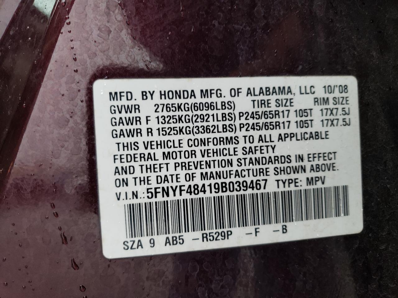 2009 HONDA PILOT
