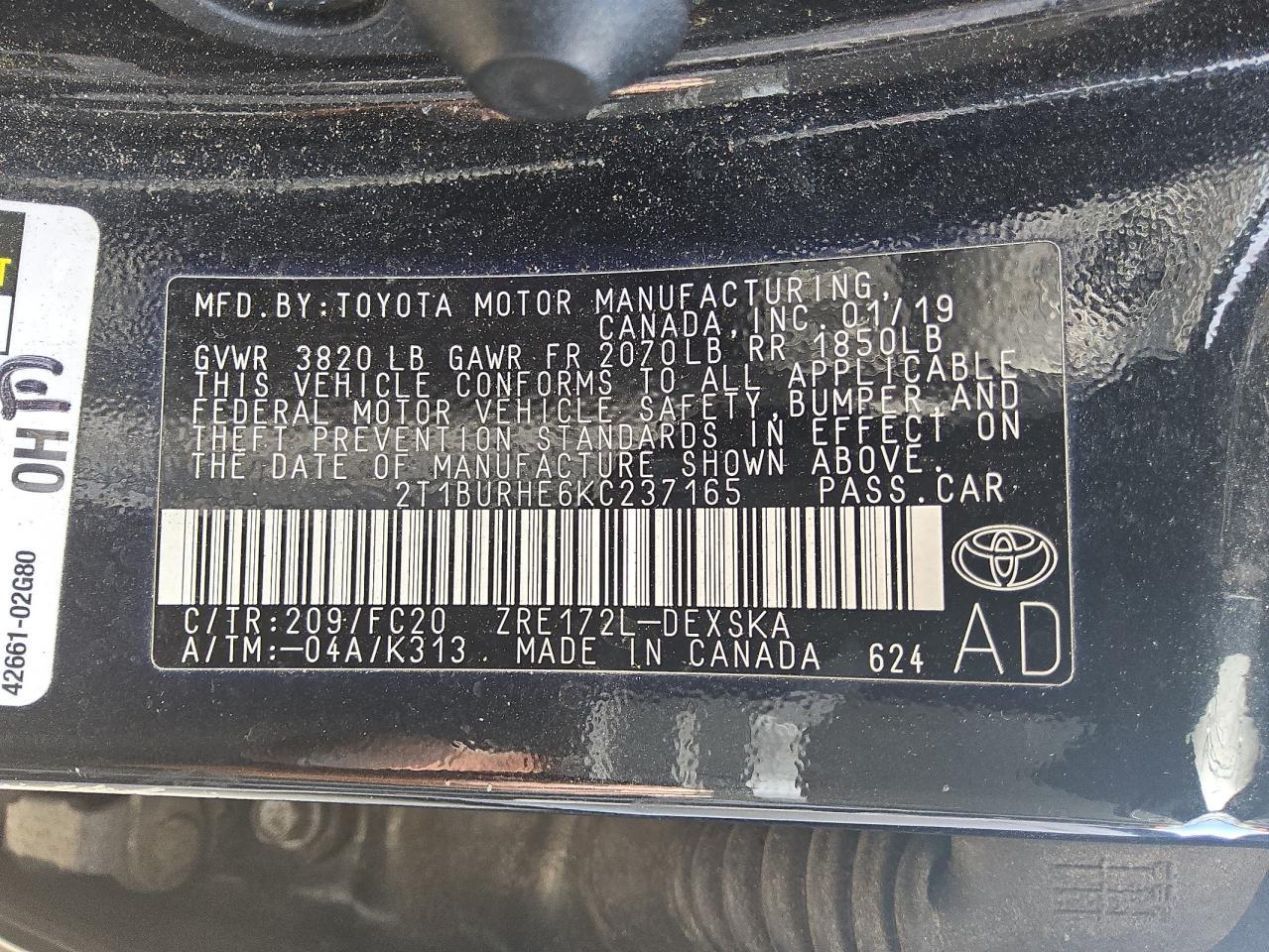 2019 TOYOTA COROLLA