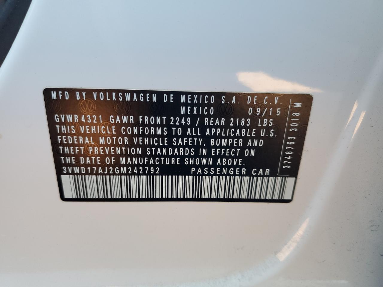 2016 VOLKSWAGEN JETTA