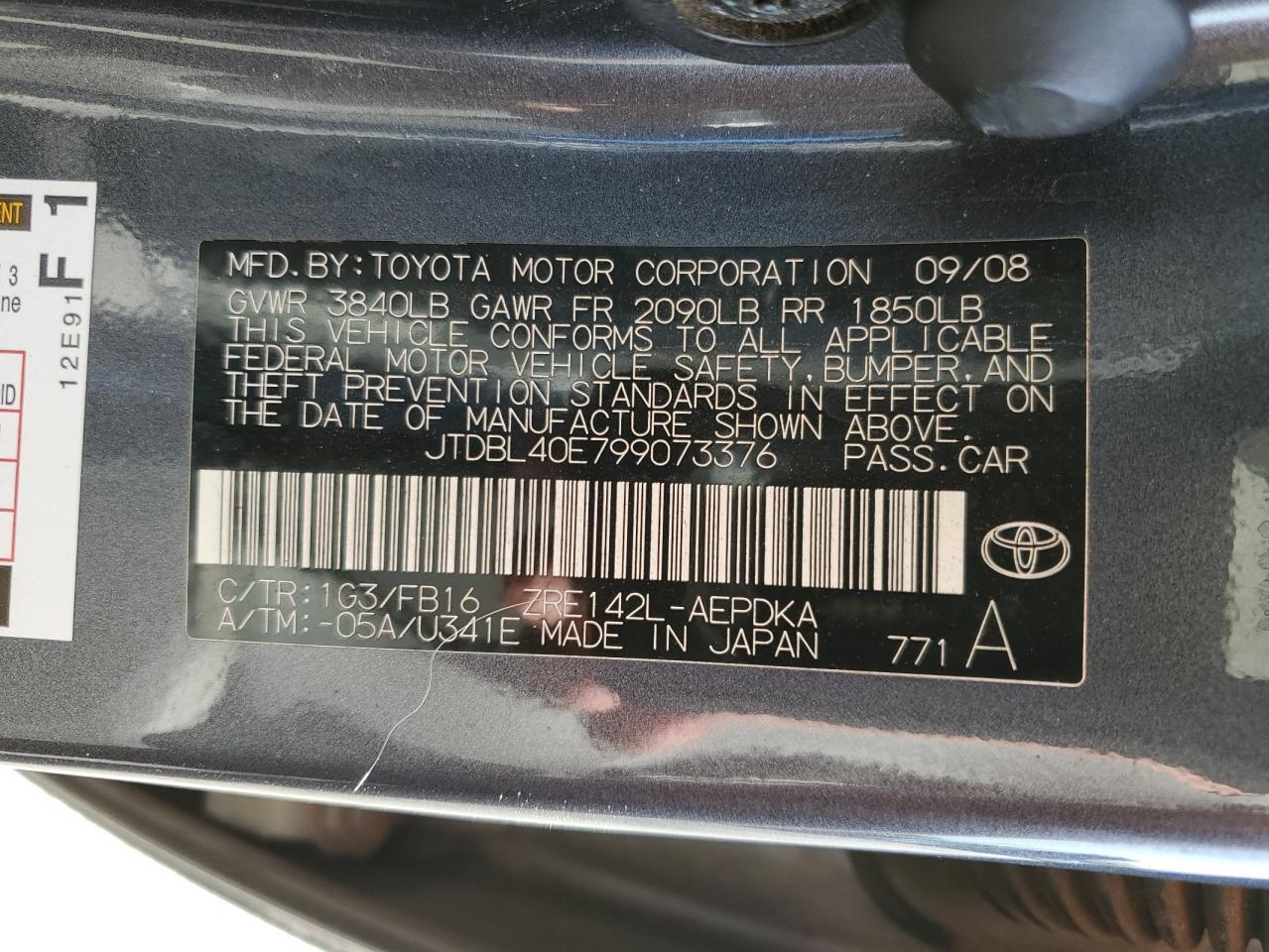 2009 TOYOTA COROLLA