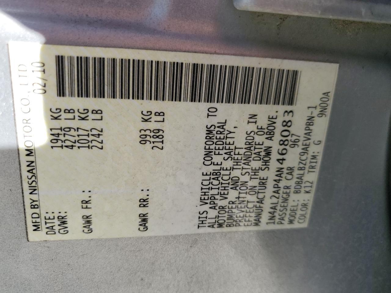 2010 NISSAN ALTIMA