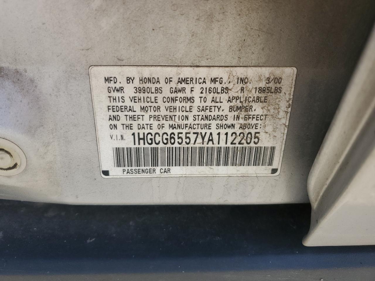 2000 HONDA ACCORD
