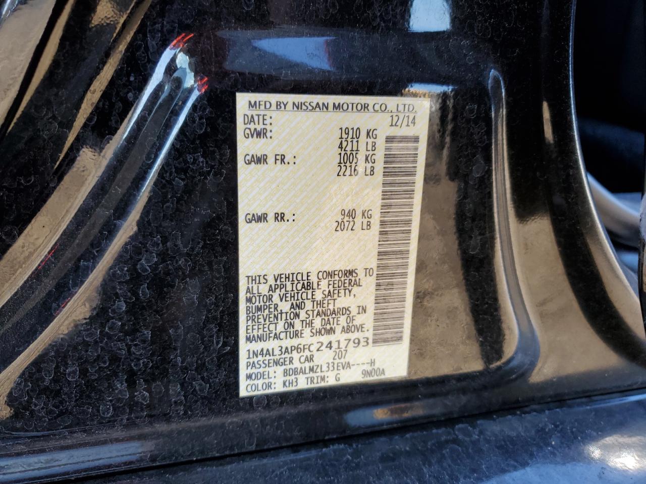 2015 NISSAN ALTIMA