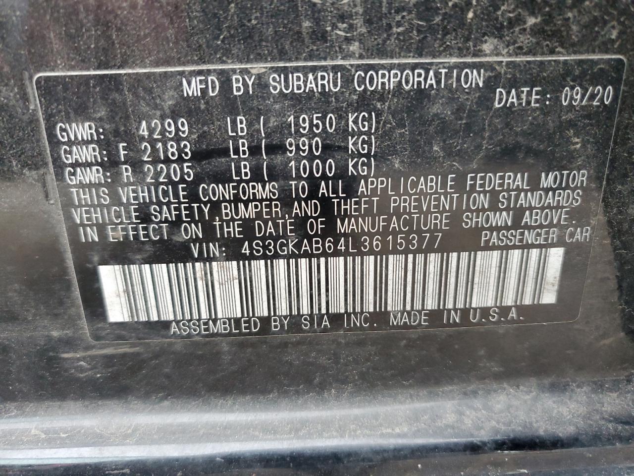 2020 SUBARU IMPREZA