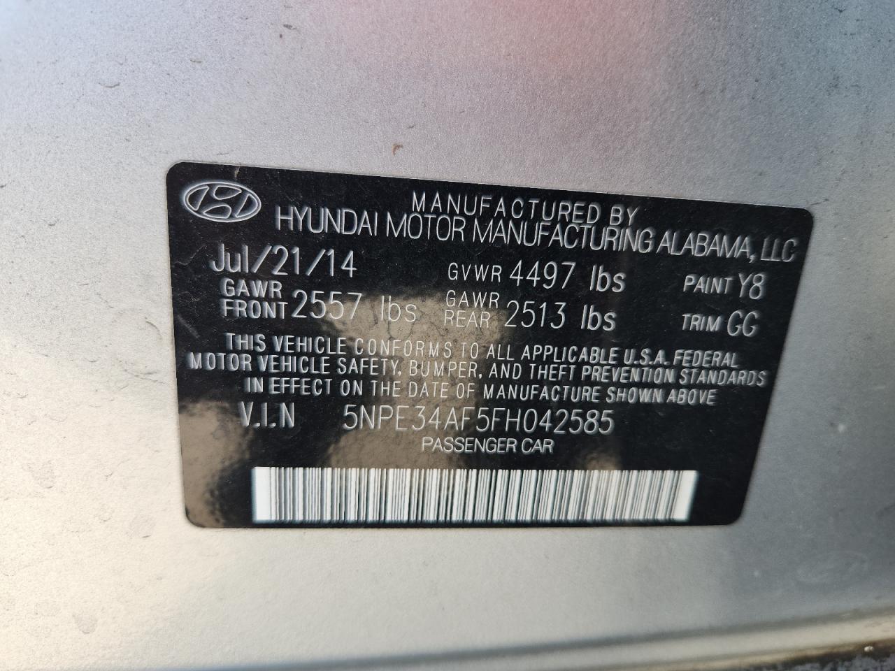 2015 HYUNDAI SONATA