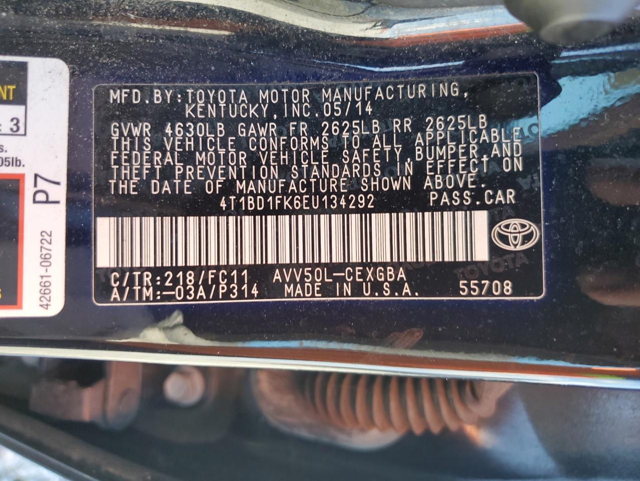 2014 TOYOTA CAMRY
