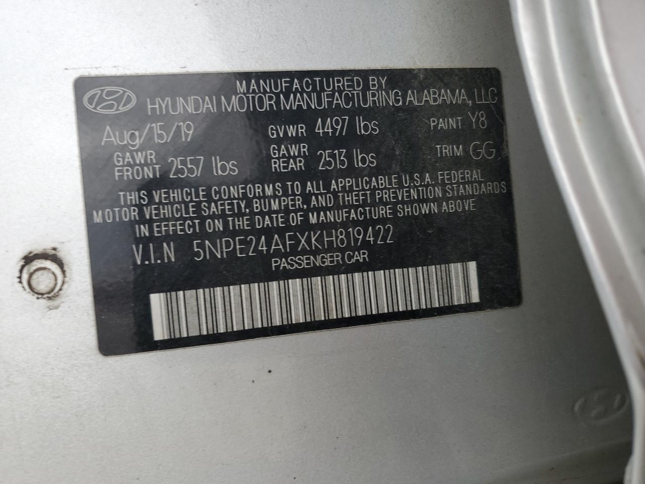 2019 HYUNDAI SONATA